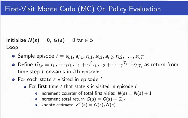 First-visit-Monte-Carlo-On-Policy-Evaluation